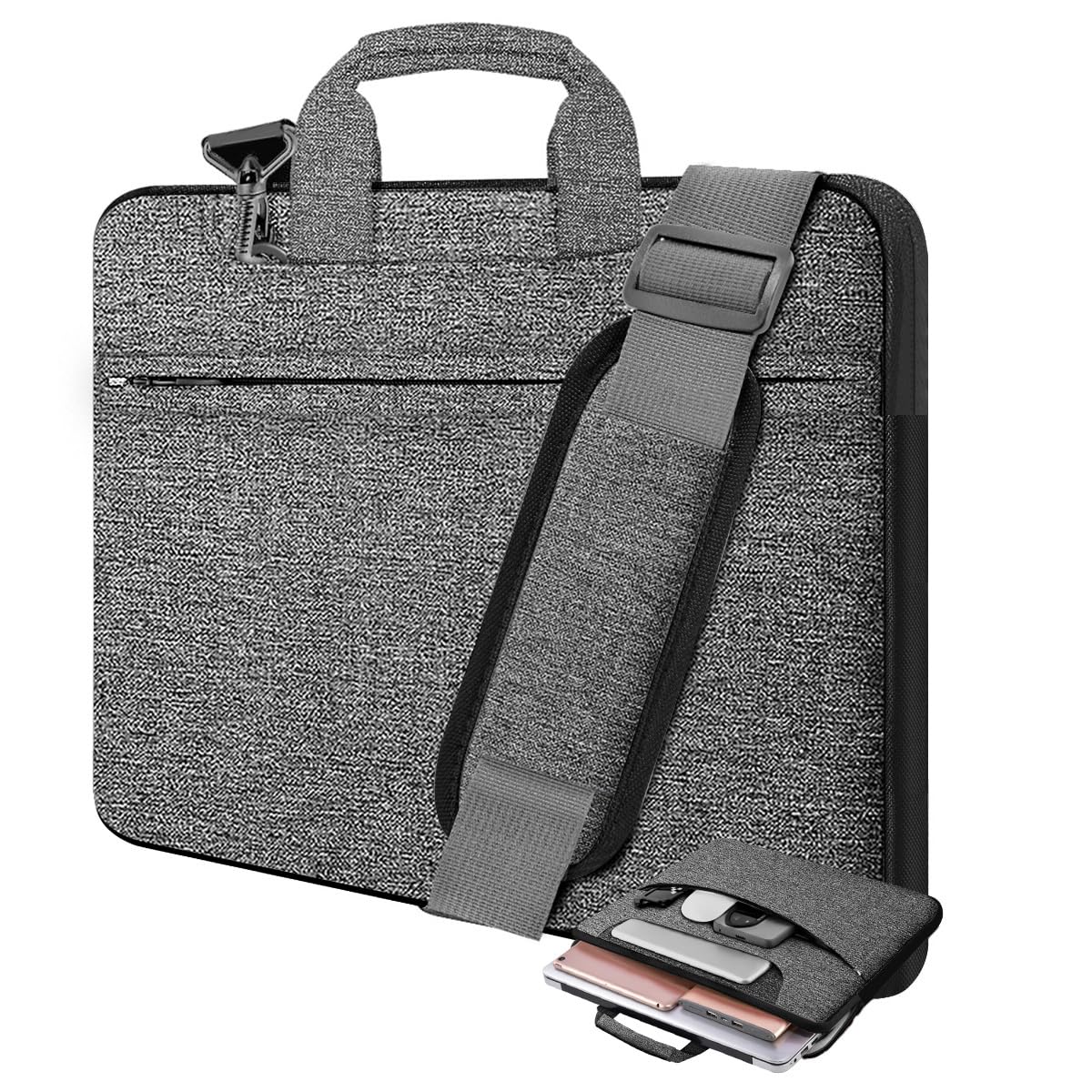 Hseok Laptop Case 15.6 inch Shoulder Bag with Strap,Black