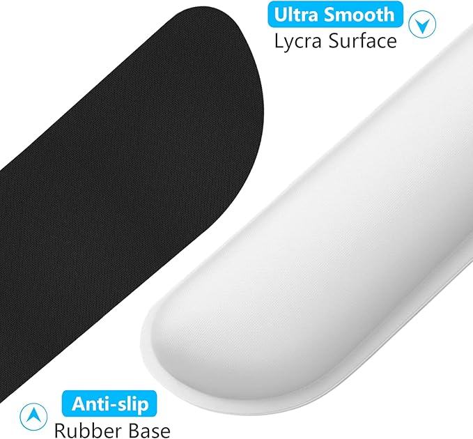 Dapesuom Enlarge Keyboard Wrist Rest, Memory Foam Wrist Cushion for Desk Mats Support, Cute Typing Pain Relief Keyboard Mouse Pad Rests Set with Non-Slip Base for Gaming Laptop Office, Ivory White