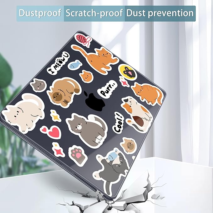 May Chen for MacBook Air 13.6 Inch Case 2025/2024/2023/2022 Release (Model A2681 A3113 A3240, M2 M3 M4 Chip) – Hard Shell Laptop Cover with Keyboard Cover & Screen Protector，Cat Sticker Print
