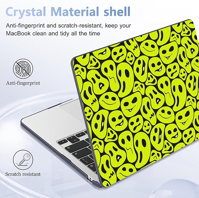 Case for MacBook Air 15 Inch 2025 2024 2023 Release M4 A3241 M3 A3114 M2 A2941, Hard Shell with Screen Protector & Keyboard Cover, Compatible with Touch ID, Distorted Emoticon