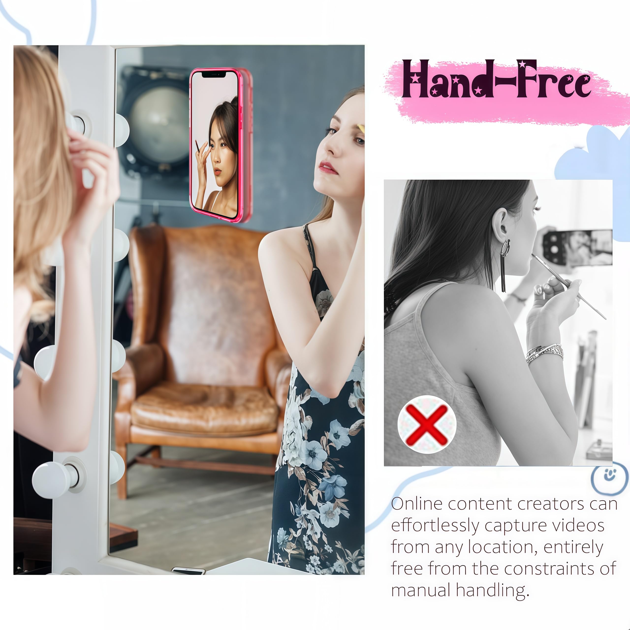 Anteel Silicone Suction Phone Case Mount, Non Slip Sticky Phone Grip for Cellphone, Silicon Adhesive Suction Cup Phone Mount, Strong Grip Holder for Selfies and Videos (Rose)