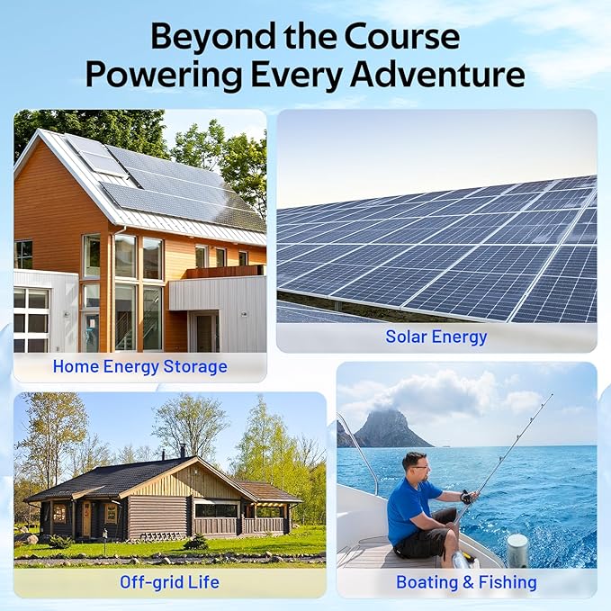 WattCycle 48V 105Ah Golf Cart Batteries, 48V Lithium Battery 250A BMS with 15A Charger, IP65 Waterproof Marine Batteries, LiFePO4 Battery 15000+ Deep Cycles, Built-in Bluetooth, Perfect for RV, Solar