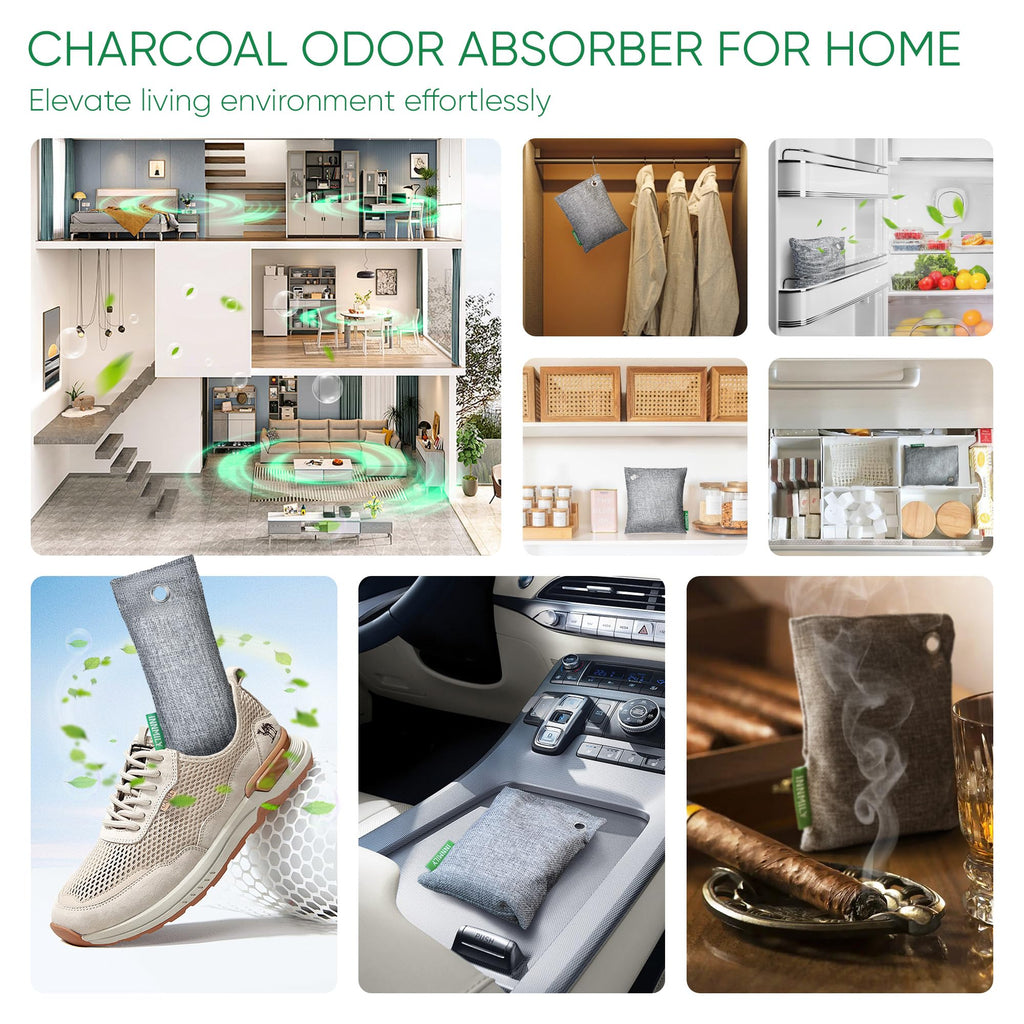 Activated Charcoal Odor Absorber,10P Nature Odor Eliminator for Strong Odor