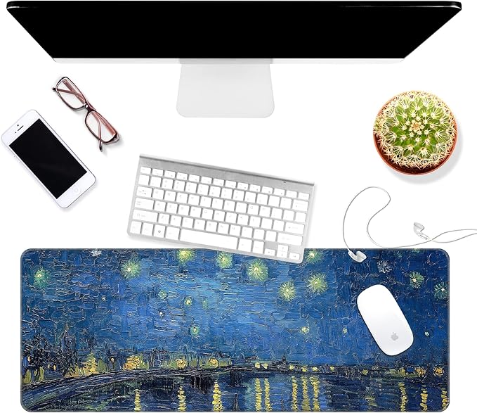 Dynippy Large Mouse Pad with Stitched Edges- Starry Night Over the Rhone