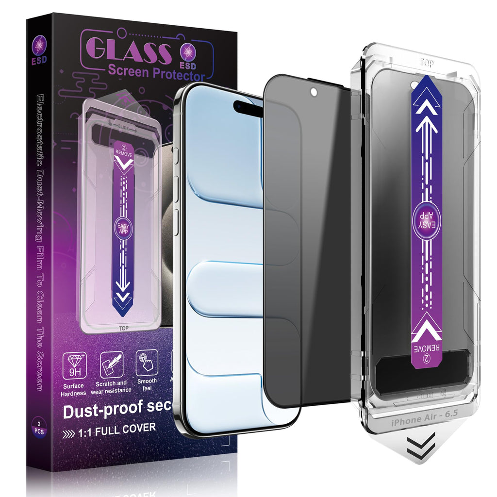 CHRYSHA 2-Pack Privacy Screen Protector for iPhone Air 6.5-Inch, Auto Dust Removal, No Bubbles,Anti-Spy Tempered Glass Film, Easy Installation
