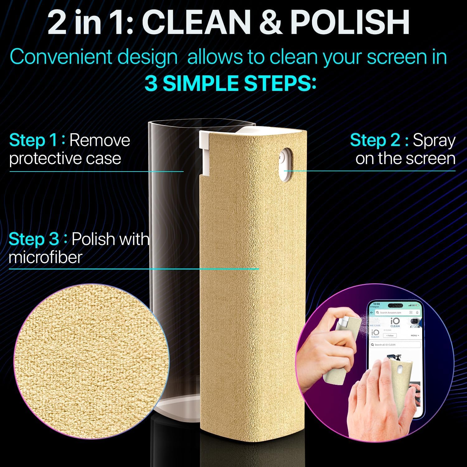 IO CLEAN Mini Screen Cleaner Spray – Finger Proof Screen Cleaner for