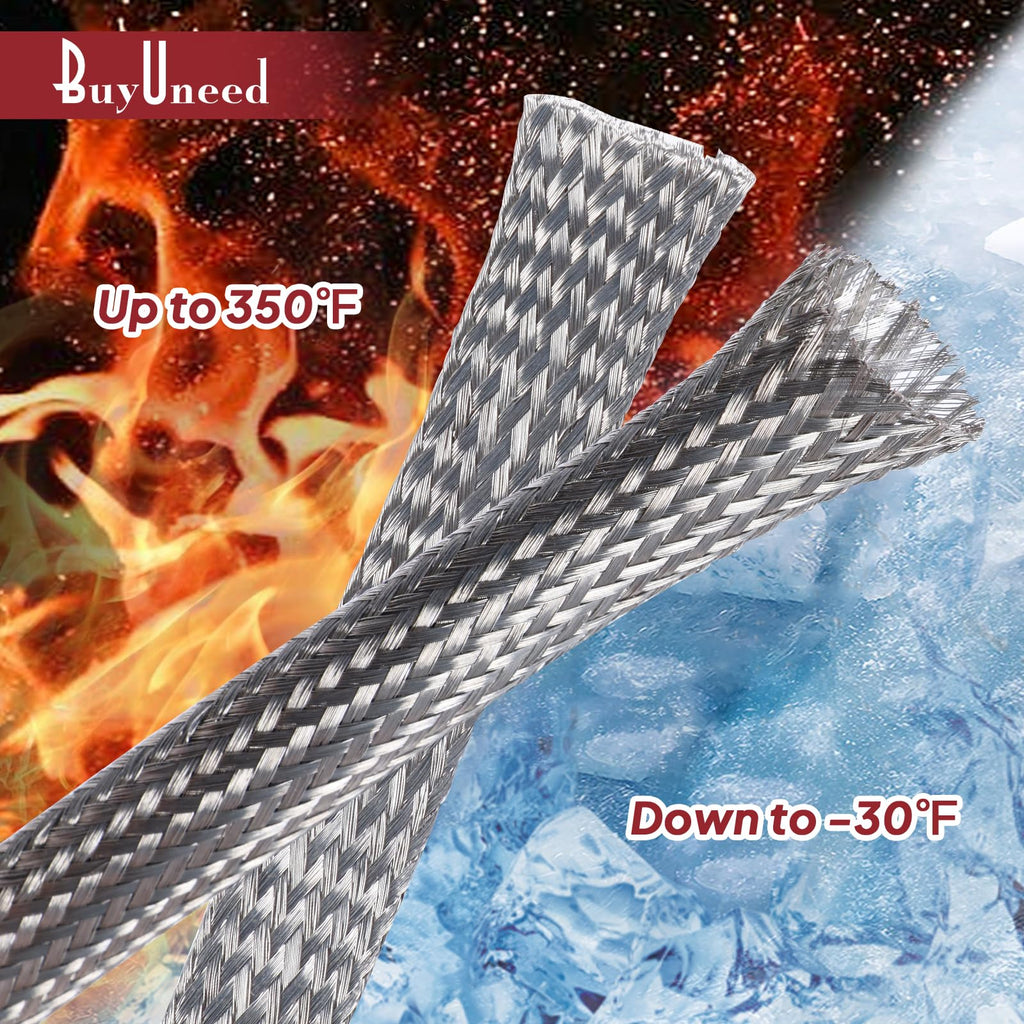 BuyUneed Tinned Copper Metal Braid Sleeving Wire Shielding 1/2inch-13ft