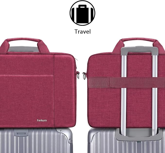 Ferkurn Laptop Bag Case for Women Men Computer Bag Compatible with HP Envy Pavilion Omen/LG Gram/MSI/Dell Inspiron XPS/Lenovo/Acer, Shoulder Strap Carrying Messenger Briefcase, Red, 15.6 16 Inch