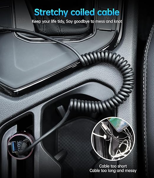 Coiled USB C to C Cable 100W 3FT for Car, Coiled USB C Cable for iPhone 16, Short USB Type C Fast Charging Cable for iPhone 15/Pro Max/Plus/Samsung Galaxy S23, Compatible All Type C Devices -Black