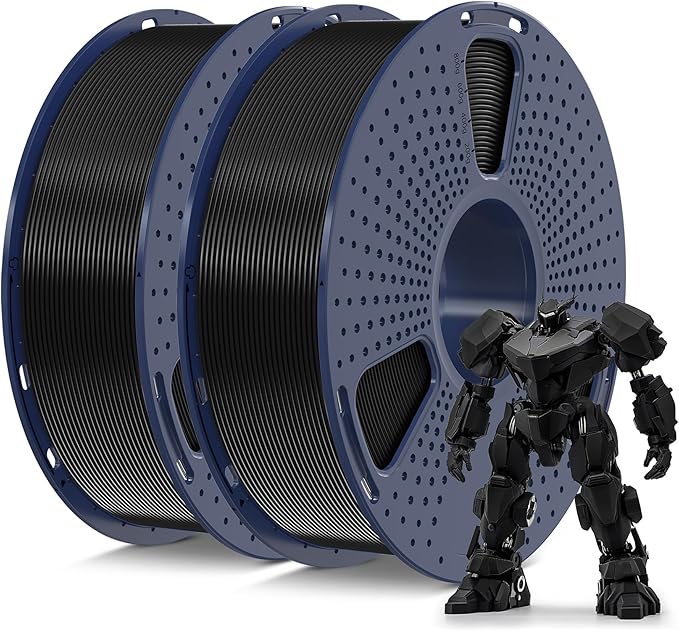 SUNLU PETG Filament 1.75mm Bundle, Less Stringing and Good Layer Adhesion 3D Printer Filament, Individually Vacuum Packed, 2kg in Total, 1kg per Spool, PETG 2 Pack, Black+Black