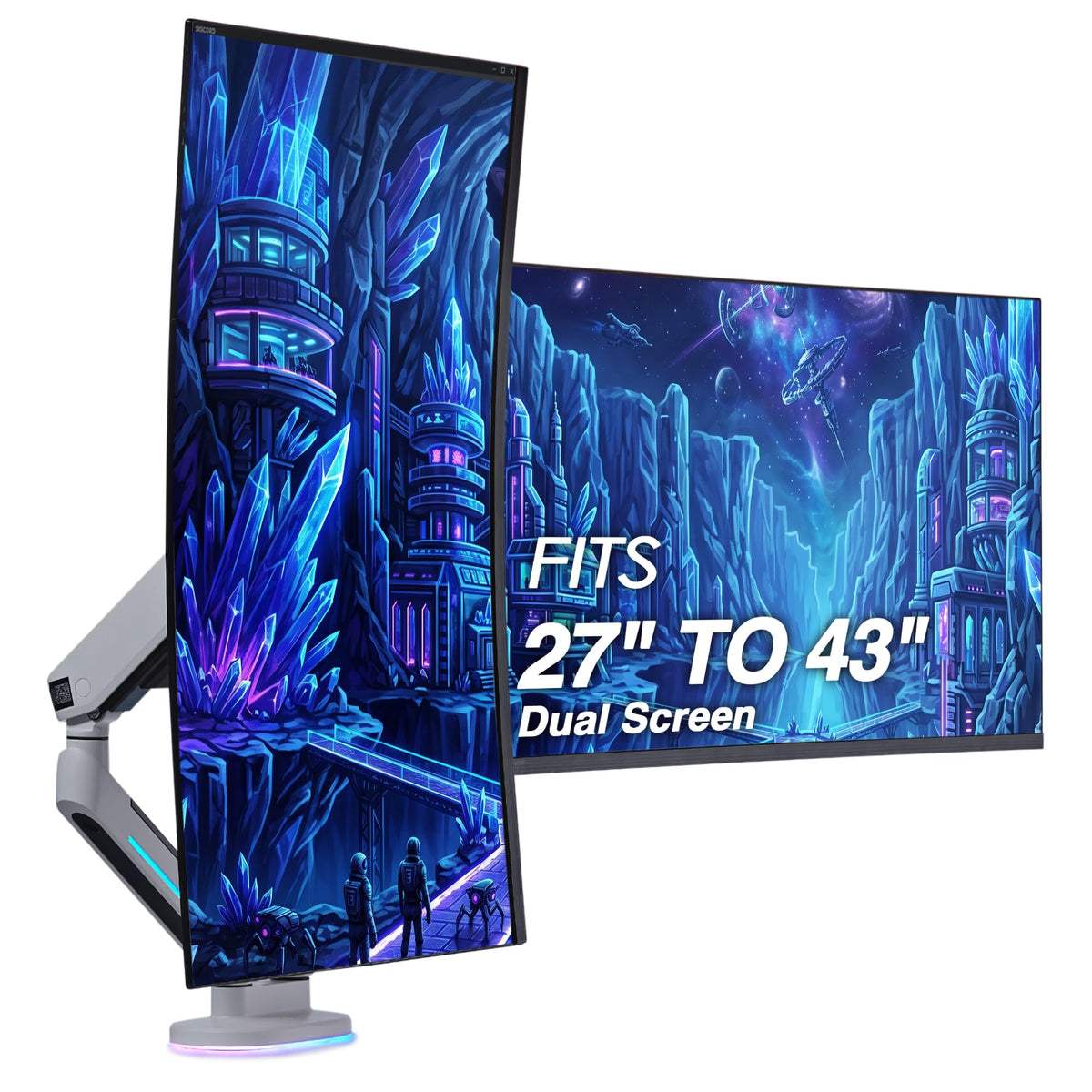 AVLT Single 27”-45” RGB Gaming Monitor Arm Desk Mount - Dark Gray
