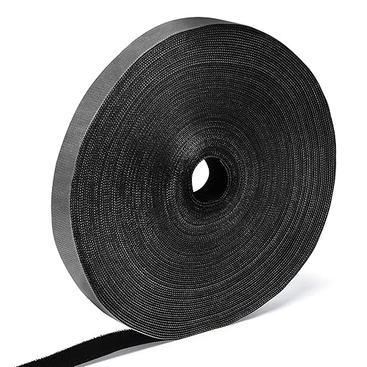 WILLBOND 1 Inch x 90ft Fastening Tape Cable Ties Reusable Fastening Nylon Tape Double Side Hook Roll Hook and Loop Straps Wires Cords Management Wire Organizer Straps (Black)
