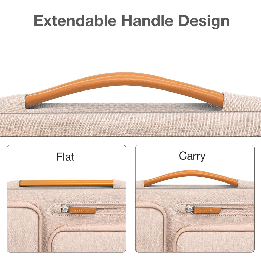 MOSISO 360 Protective Laptop Case 15 inch, 15 inch Laptop Sleeve Compatible with MacBook Air M4 M3 M2 2025 2024 2023, Dell XPS Plus, Side Open Carrying Case with 4 Zipper Pockets&Handle, Khaki