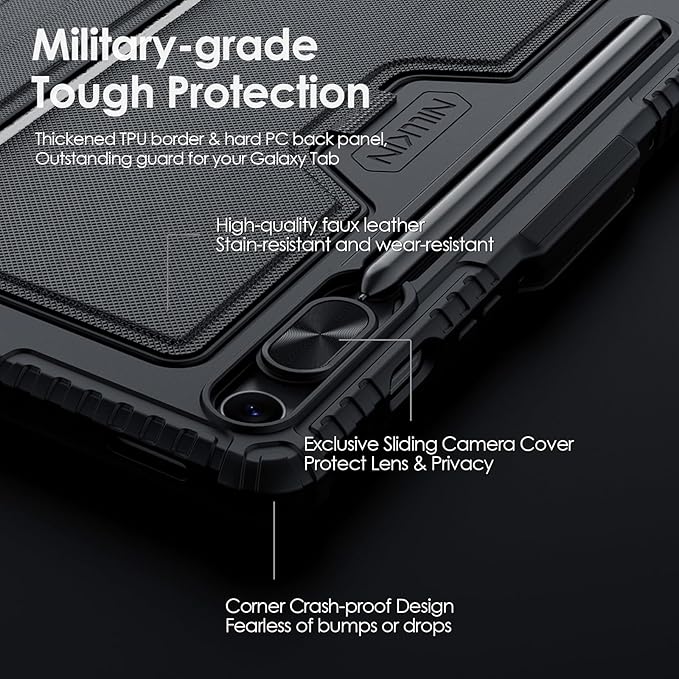Nillkin for Samsung Galaxy Tab S10 FE 10.9” / S9 11" Case with Detachable Keyboard, 7-Color Backlit, Trackpad, S Pen Holder, Rugged Keyboard Case with Camera Cover for Samsung Tablet S10 FE 5G