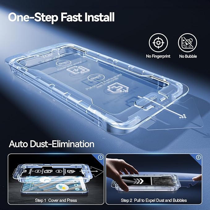 SMARTDEVIL [3+3 Pack for Google Pixel 7A Screen Protector with Camera Lens Protector, Finger Print Reader Compatible, Fast & Easy Installation, Clear 9H Tempered Glass Film, Alignment Frame