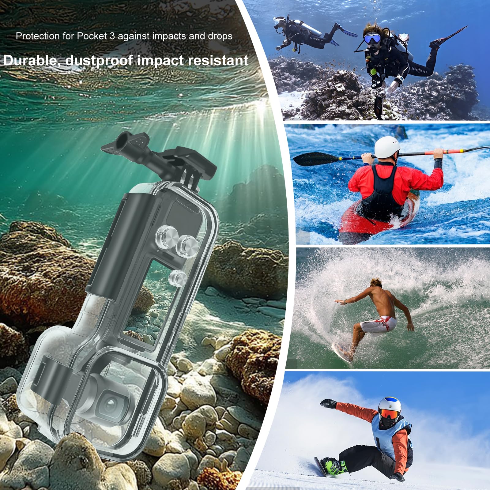 PULUZ Waterproof Case for DJI Osmo Pocket 3, 147FT/45M Diving Housing