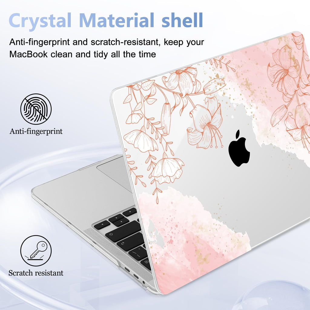 Lepeoac for MacBook Pro 16 inch Case 2019 2020 Release Model A2141, Plastic Hard Shell Cover with Keyboard Cover for MacBook Pro 16 inch with Touch Bar & Touch ID - Watercolor Floral
