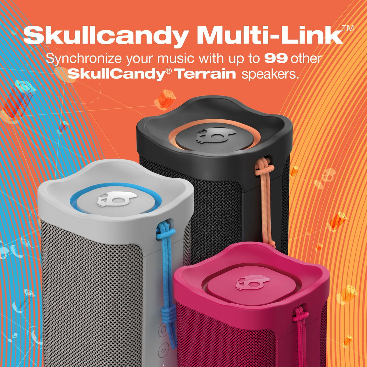 Lifeworks Skullcandy Terrain XL Wireless Bluetooth Speaker - IPX7 Waterproof Portable Speaker, 18 Hour Battery, Nylon Wrist Wrap, True Wireless Stereo (Green)