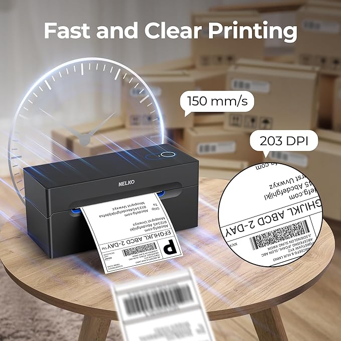 Nelko Bluetooth Thermal Shipping Label Printer, 4x6 Label Printer for Shipping