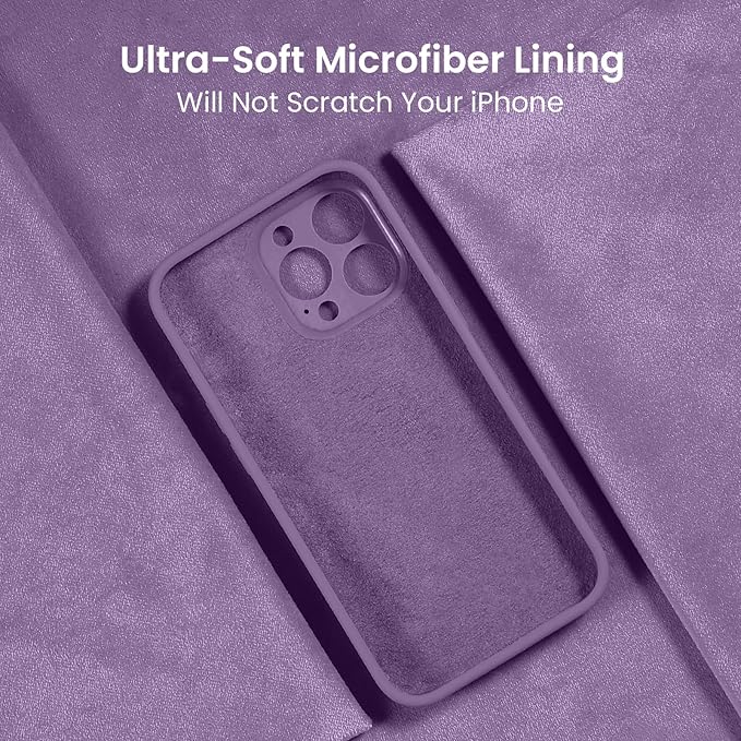FireNova Designed for iPhone 15 Pro Case, Silicone Upgraded [Camera Protection] Phone Case with [2 Screen Protectors], Soft Anti-Scratch Microfiber Lining Inside, 6.1 inch, Light Purple