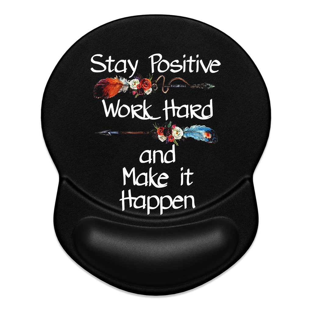 ITNRSIIET Ergonomic Mouse Pad with Gel Wrist Support Small Wrist Rest Smooth Surface Non-Slip PU Base Comfortable Office Supplies Pain Relief, 8.7 x 7.2 inches, Inspirational Quote Black