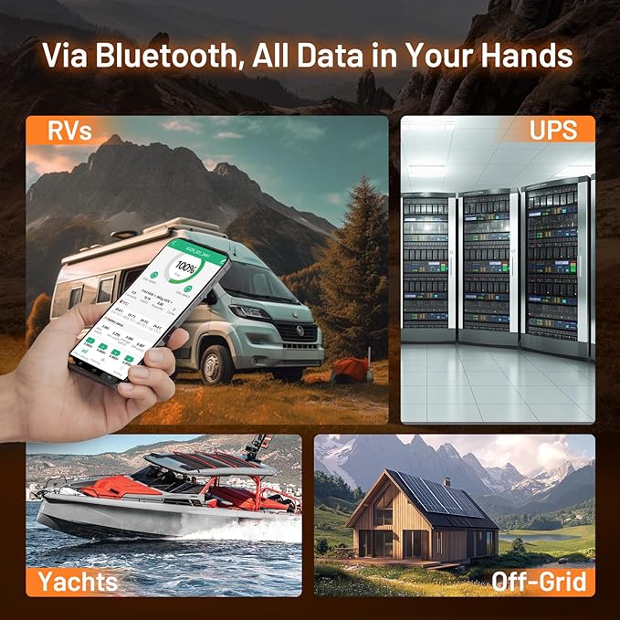 12V 314Ah LiFePO4 Lithium Battery with Bluetooth – 4.19kWh Energy, 100A BMS, 15000+ Cycles, Low-Temp Protection – for RV, Marine, Solar, Off-Grid, Home Backup (Compact & Lightweight)