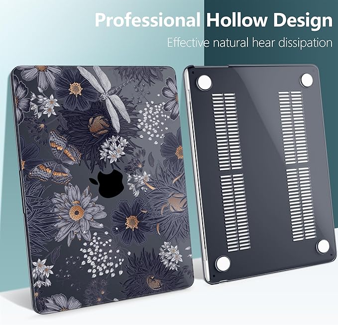 TWOLSKOO Compatible with M4 MacBook Air 15 inch Case 2025-2023 Released Model M4 A3241 M3 A3114 M2 A2941, Plastic Hard Shell & Screen Protector & Keyboard Cover & Trackpad Film, Wild Flower