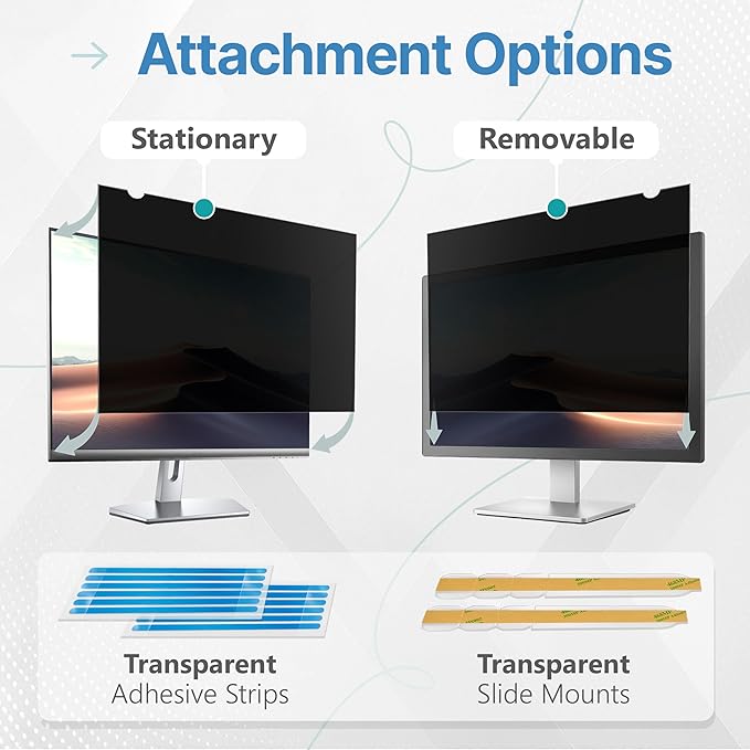 VINTEZ 22 Inch 16:9 Privacy Screen for Computer Monitor and Laptop - Anti Glare Protector Film Blue Light Filter Eye Protection - Computer Screen Privacy Shield, [1 Pack]