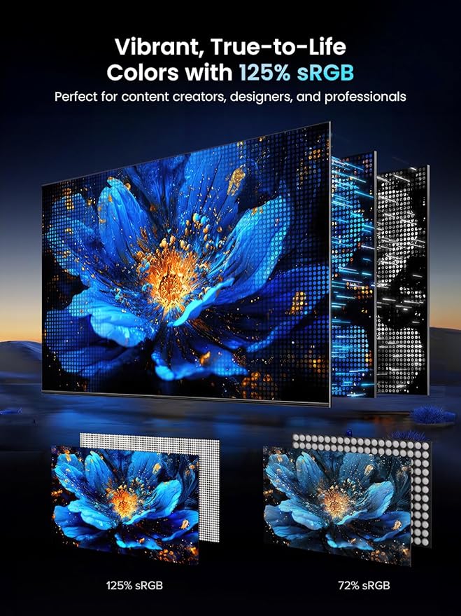 UPERFECT Portable Monitor 18.5-inch 120HZ 100% sRGB 1080P w/VESA & Stand 180° Adjustable Ultra-Slim & Lightweight Frameless FHD FreeSync IPS HDR Gaming Display, Travel Second Monitor for Laptop