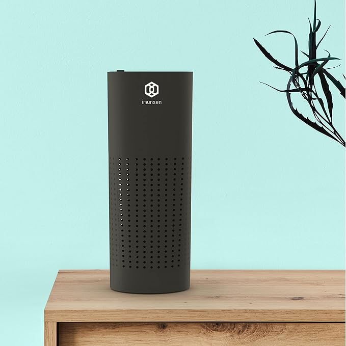 IMUNSEN M-003B True HEPA 13 Filter Air Purifier for Car, Desk, and Office with Carbon Deodorization Filter, 4-Stage Filtration, Smoke, Odors, Allergens, USB Port 5V, Made in Korea - Black