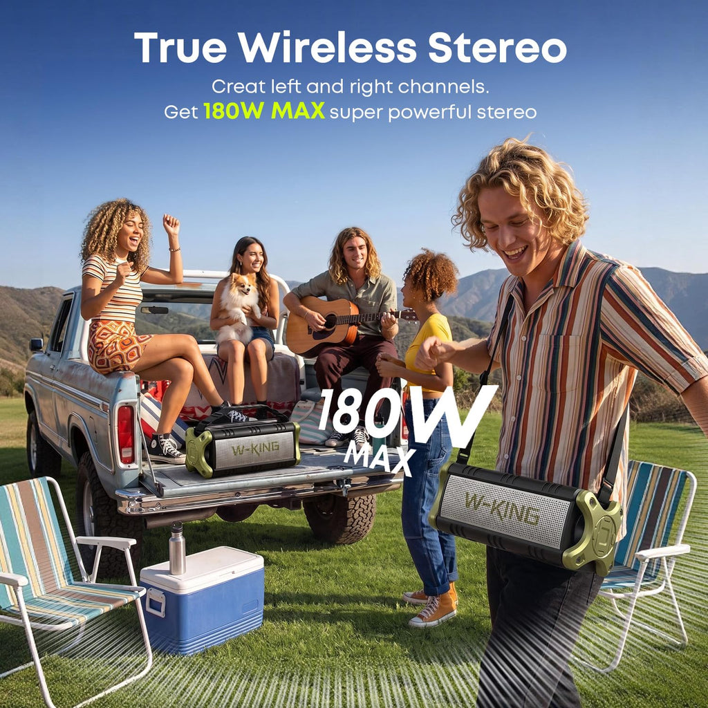 W-KING Bluetooth Speaker Wireless, 90W Max Loud Portable Outdoor Speaker