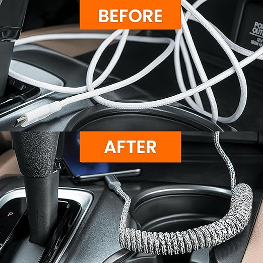 Ventev - Chargesync Helix Cable 14" USB A to USB C, Cloth Covered, Flexible Elastic Recoil Design, Fast Charging, Compatible with iPhone 16/16 Pro/15, MacBook, iPad Pro, Samsung Galaxy S25 - Gray