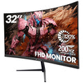 CRUA 32" FHD 200Hz Curved Gaming Monitor, 1800R, AMD FreeSync, Black