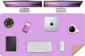 Leather Desk pad Protector- 47.2" x 23" Large Desk mat with Natural Cork & PU Leather,Mouse pad,Non-Slip Office Desk Mat,Waterproof Desk Writing Pad for Office and Home(Purple)