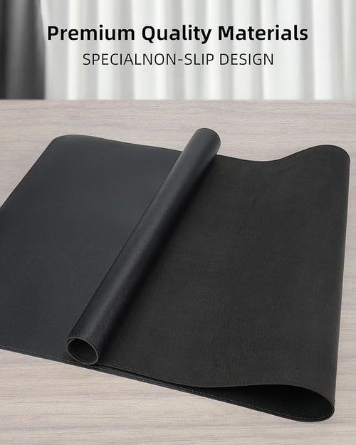 AFIING Leather Desk Protector, 55"x17" - Premium Mat, Large Mouse Pad, Non-Slip Blotter, Waterproof Writing Pad for Office and Home (Black)