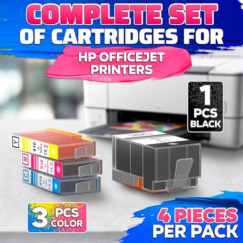910XL Ink Cartridge Combo Pack – Includes Black & Color – Compatible with HP 8020, 8025, 8028, 8030, 8035, 8010, 8015, 8018, 8022 – Vivid Results – Easy Installation