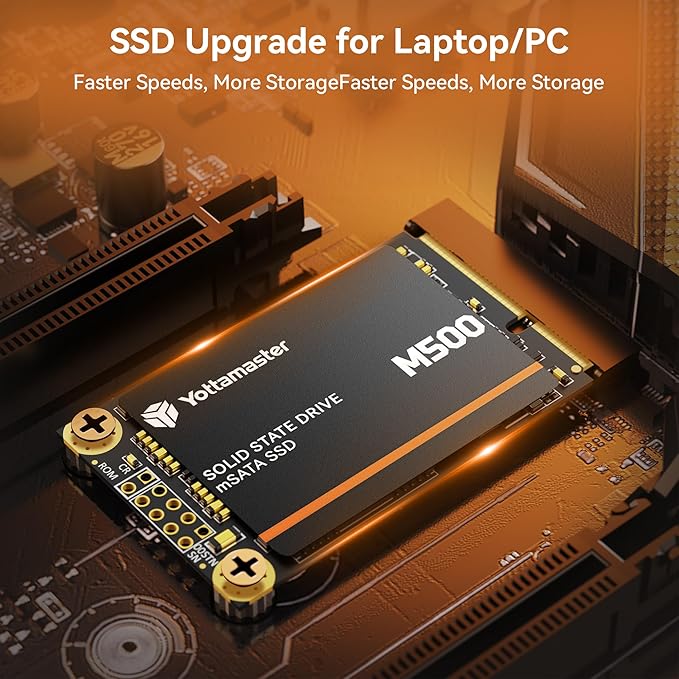 Yottamaster M500 1TB mSATA SSD SATA III 6Gb/s, mSATA Internal Solid State Drive Up to 500MB/s, Mini-SATA with 3D NAND, Compatible with Ultrabooks Desktop PC Laptop, All-in-One PCs, 30x50mm