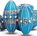 ARUOHHA DND Metal Dice Copper Blue Dragon Egg Dice with Metal Box, Role Playing Game RPG Polyhedral D and D Dice Set D20 D12 D10 D8 D6 D4