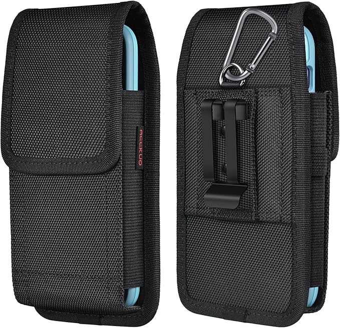 Phone Holster for Belt with Metal Clip and Magnetic Closure Compatible with iPhone 16/15/14/13/12 Pro Max, Galaxy S25/S24/S23/S22 Plus & FE for Everyday Protection, L-Black