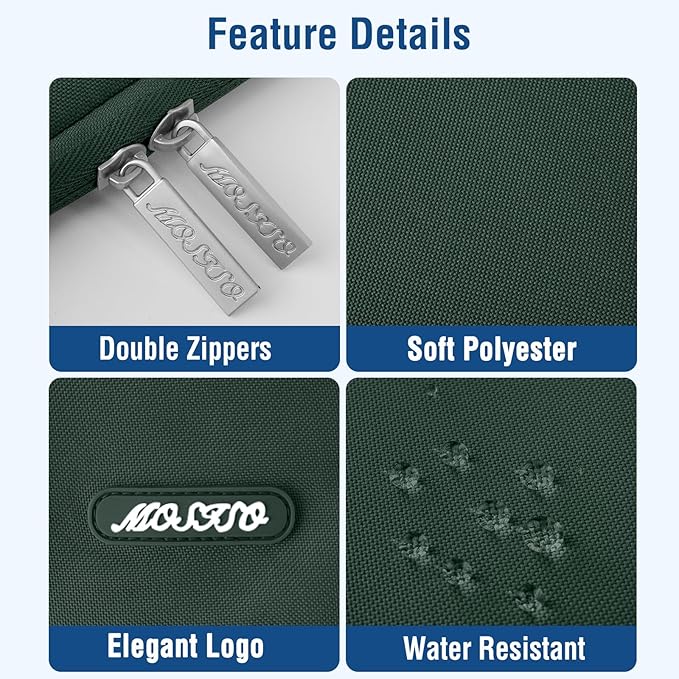 MOSISO Laptop Case 15 inch, 15 inch Laptop Sleeve Compatible with MacBook Air 15 M4 A3241 M3 A3114 M2 A2941 2025 2024 2023,Dell XPS 15,Polyester Vertical Computer Sleeve Bag with Pocket,Midnight Green