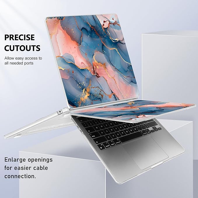 Case for MacBook Air 15 Inch 2025 2024 2023 Release M4 A3241 M3 A3114 M2 A2941, Hard Shell with Screen Protector & Keyboard Cover, Compatible with Touch ID, Abstract Art P492