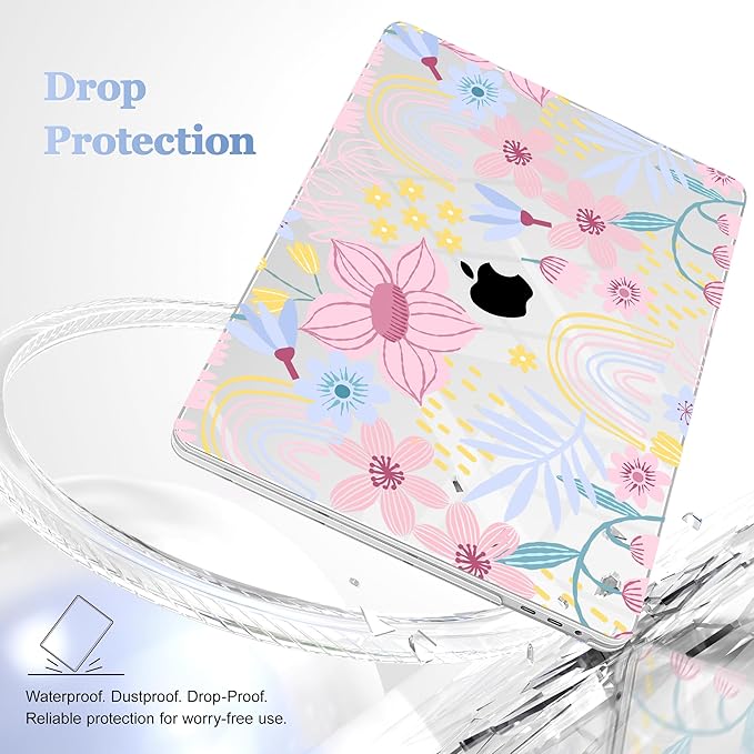 for MacBook Pro 16 inch Case 2019 2020 Release Model A2141, Plastic Hard Shell Cover with Keyboard Cover & Screen Protector for MacBook Pro 16 inch with Touch Bar & Touch ID, Florals