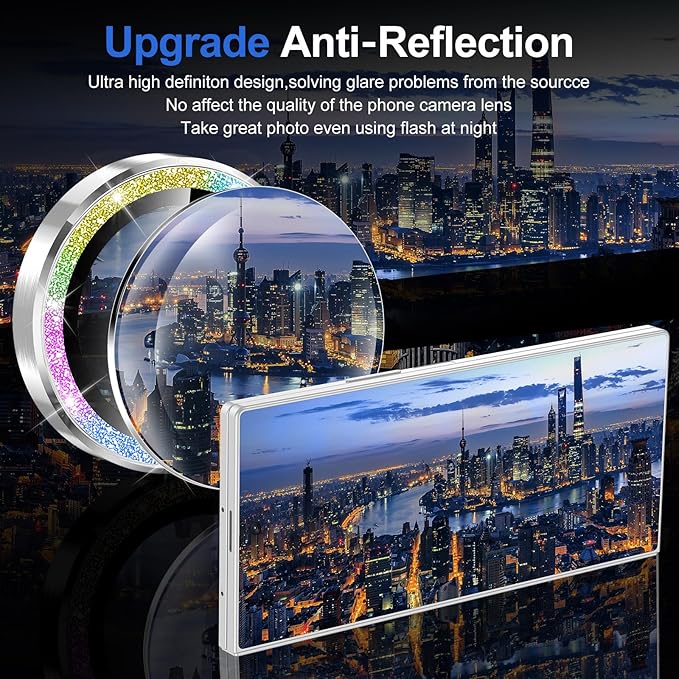 for Samsung Galaxy Z Fold 7 Camera Lens Protector, Individual Metal Ring Tempered Glass Lens Cover, [Strong Adsorption] Scratch Resistant Ultra-Thin HD Clear Lens Cover, 1 Set-Colorful Sparkly