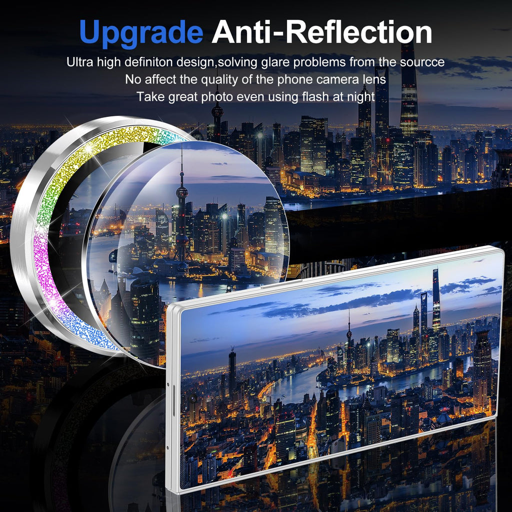 Avocase for Samsung Galaxy Z Fold 7 Camera Lens Protector, Individual Metal Ring Tempered Glass Lens Cover, [Strong Adsorption] Scratch Resistant Ultra-Thin HD Clear Lens Cover, 1 Set-Colorful Sparkly