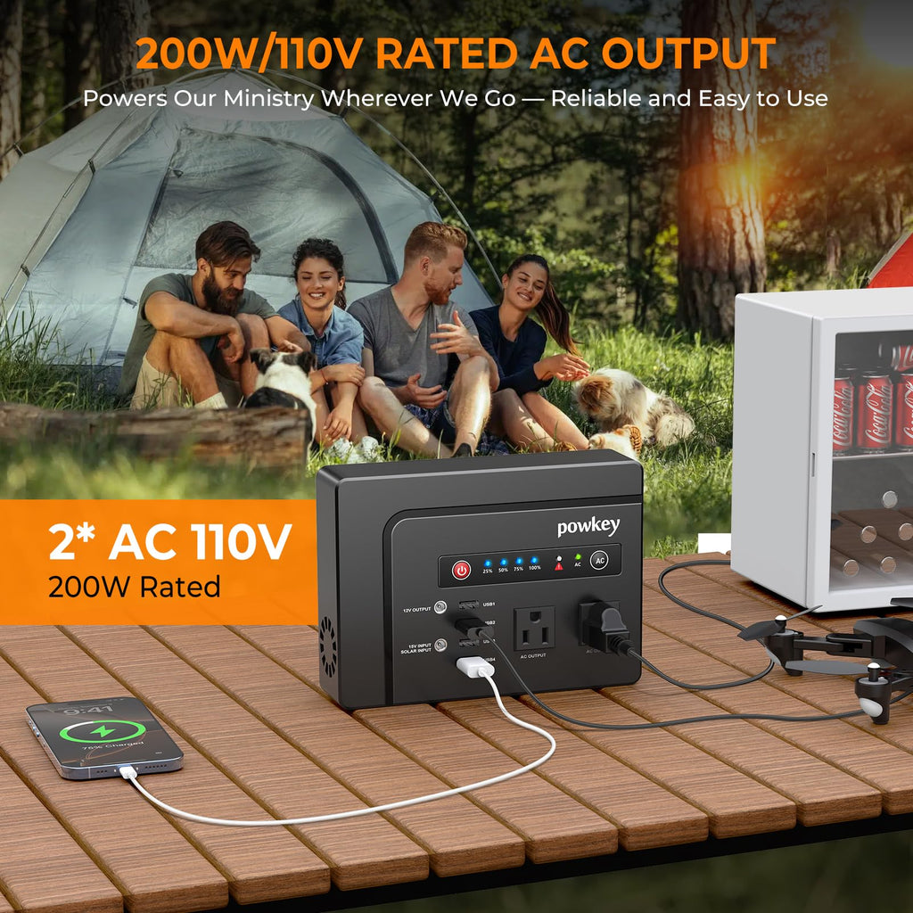 Portable Power Station 200W, Rechargeable Battery Powered with AC Outlet