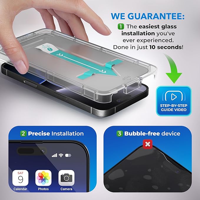 Deppa |2 Pack| Anti-Blue Light Screen Protector for iPhone 16/15 (6.1') | Scratch Resistant Tempered Glass | 3D Edge to Edge Coverage | Easy Installation Kit | Eye Safeguard TÜV Certified
