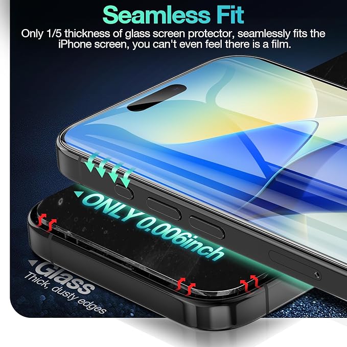 3 Pack Flexible Film Screen Protector for iPhone 16, Non-breakable Soft TPU Hydrogel Film for iPhone 16 Screen Protector Film (NOT Glass)