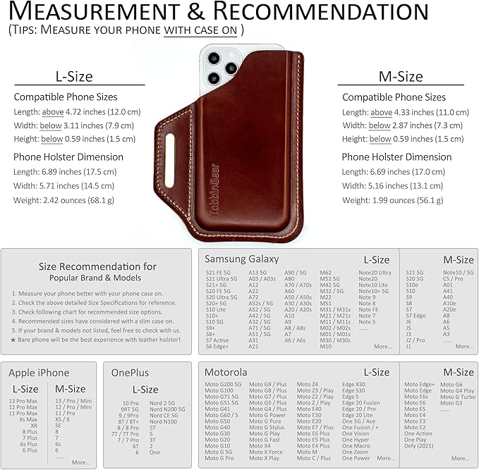 TobbinGear Leather Belt Phone Pouch, Leather Cell Phone Holster, Universal Phone Case with Belt Loops, for Men and Women Coffee