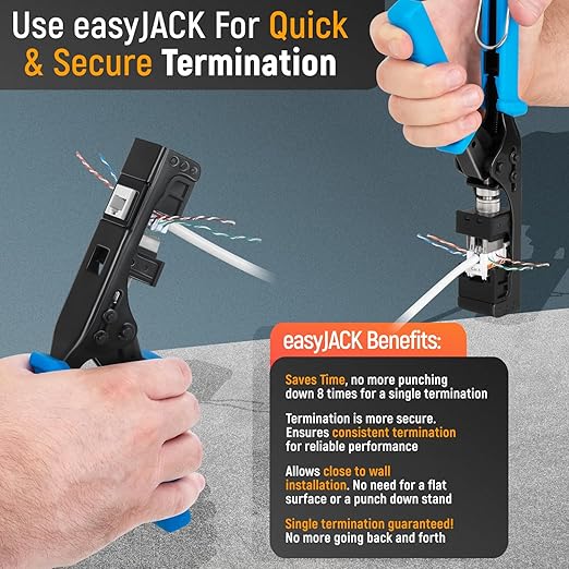 Everest 90° Angled RJ45 Cat6 Keystone Jacks 100-Pack in White - Slim Profile Female RJ45 Connectors - Cat 6 Keystone Jack - Compatible with 90° Angled Speed Termination Tool - easyJACK (B094WB91H3)