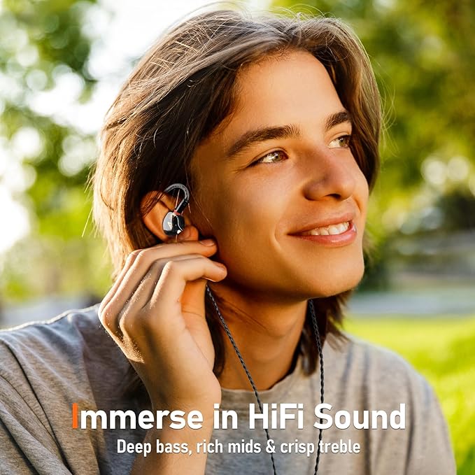 Vibes 202M Wired Earbuds - HiFi in Ear Monitor Headphones - Noise-Isolating Ear Buds w/ Mic - Clear Sound, Deep Bass & Comfort-Fit Gaming Earphones - MMCX to 3.5mm & Silver Plated Cord, Carrying Case